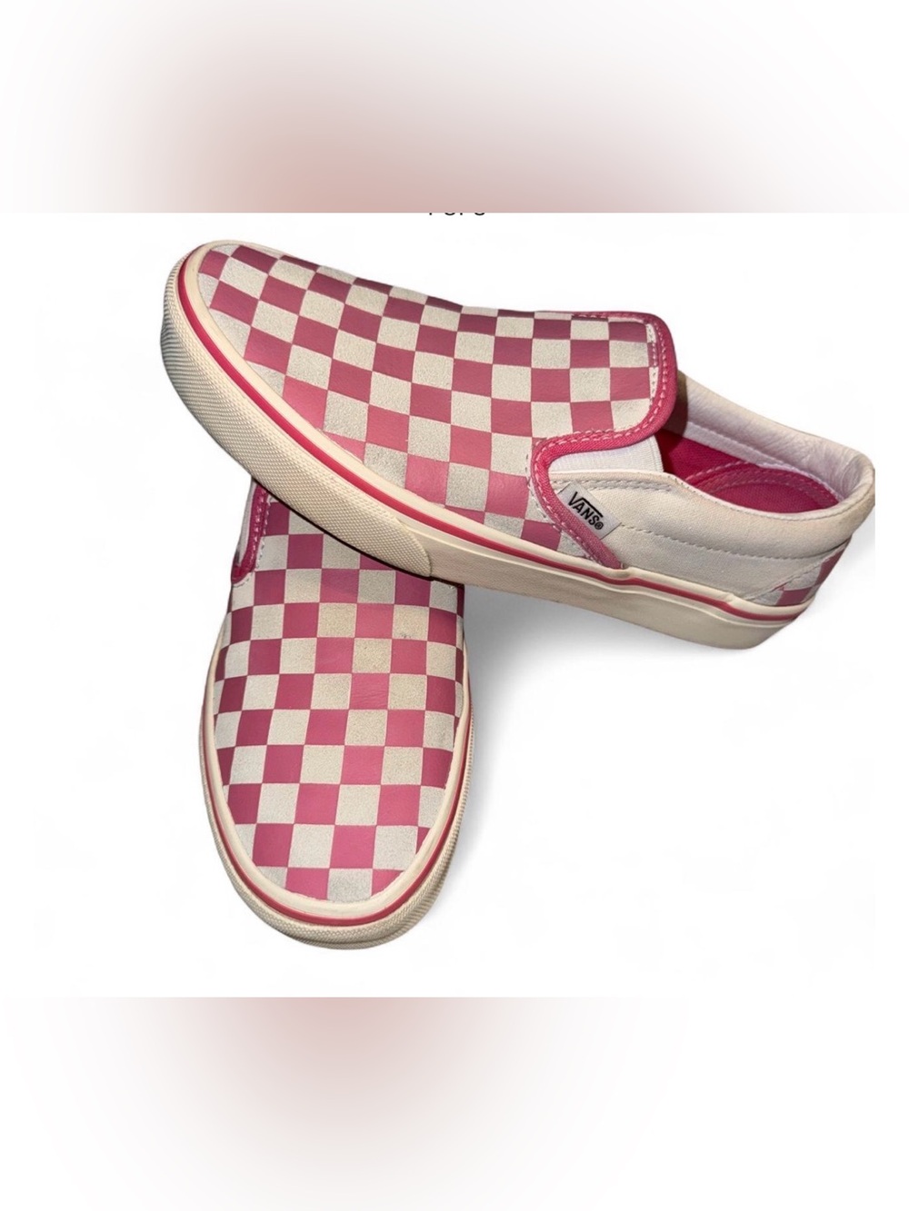 Vans Slip-On Checkerboard Sneakers - Pink and White